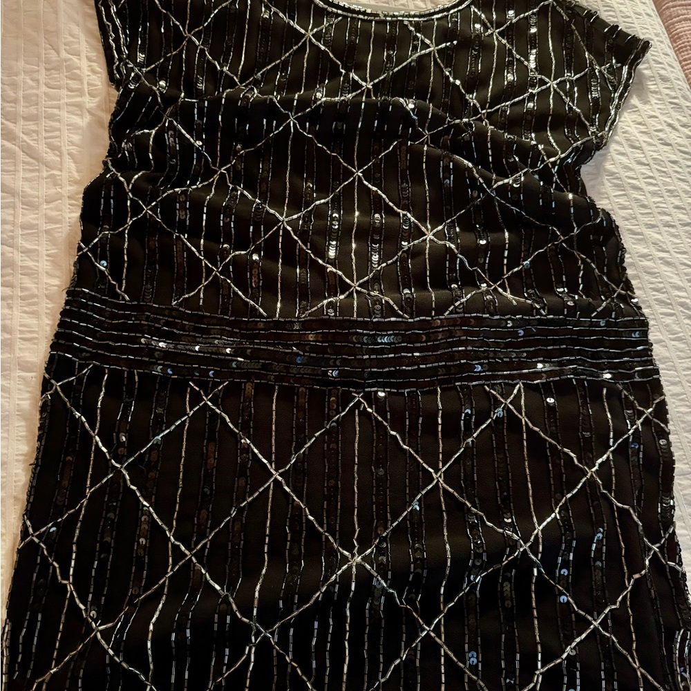 Black Sequin Dress with Silver Accents